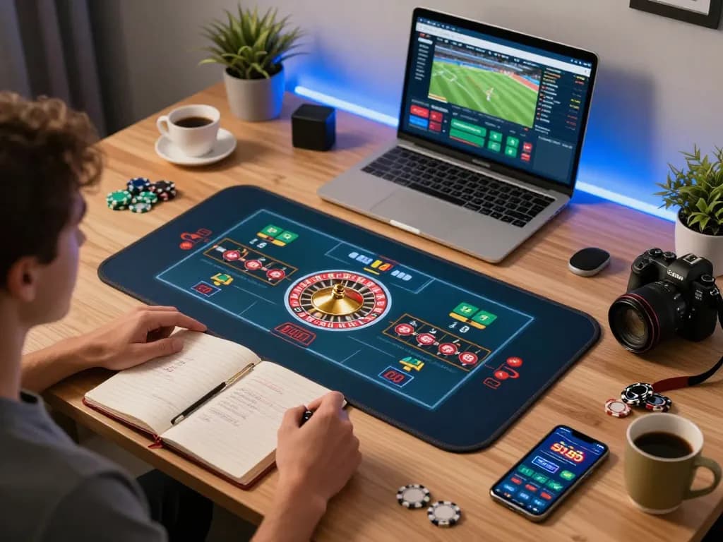 Engaging in live dealer roulette with sky88, showcasing a strategic online gaming setup.