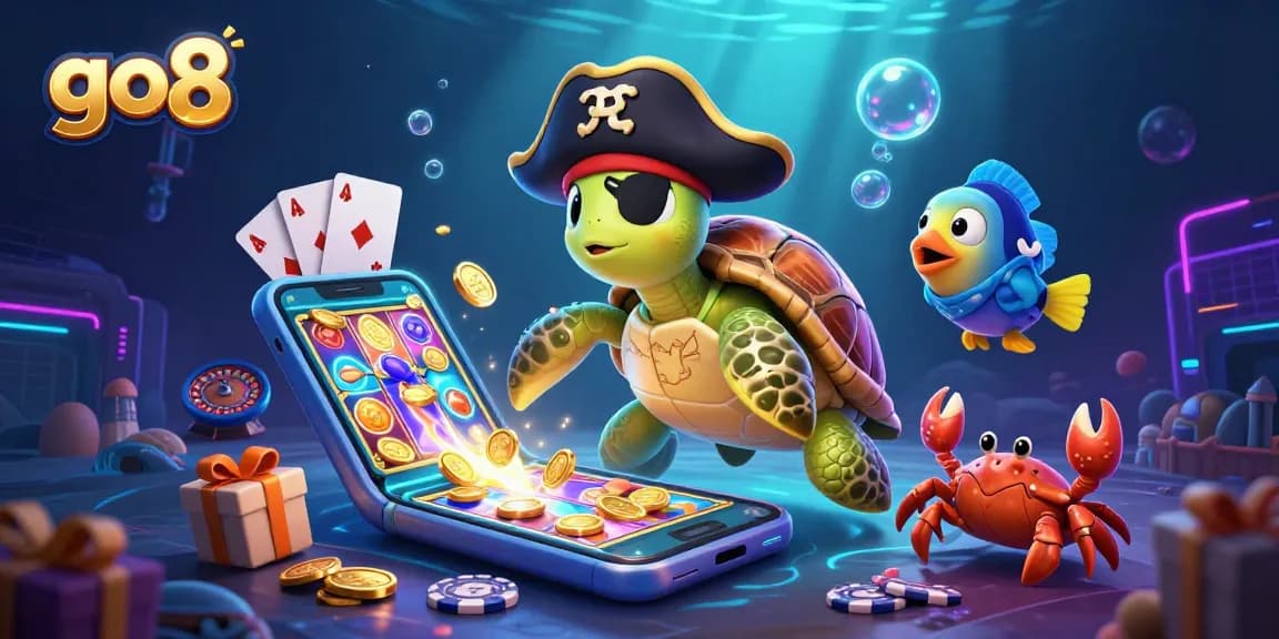 Spin to win at go8 with a vibrant 3D pirate-themed slot game illustration featuring treasure and fun!