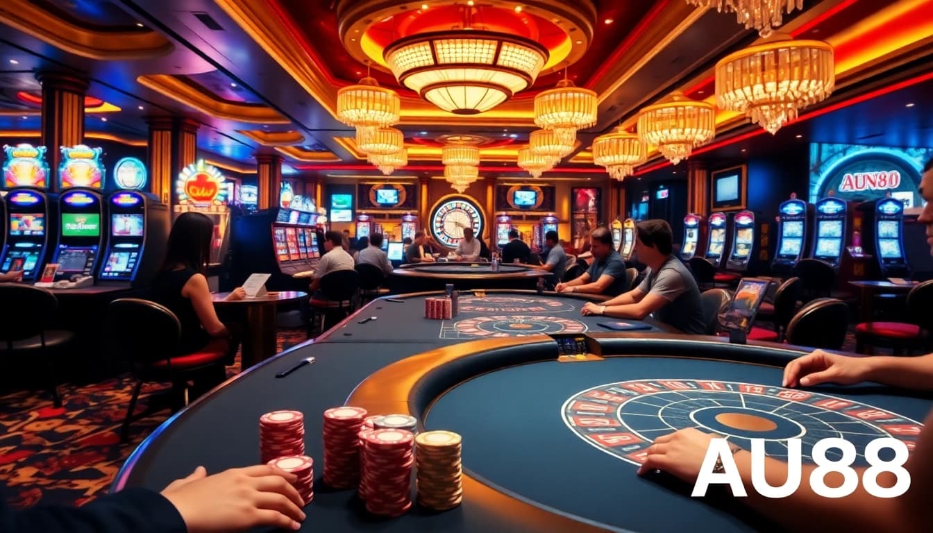 Experience thrill at AU88 with vibrant casino tables, engaging players, and luxury surroundings.