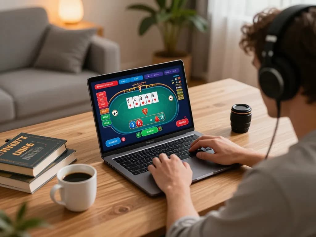 Engaging in online gaming at trang chủ uu88 with a cozy home setup.