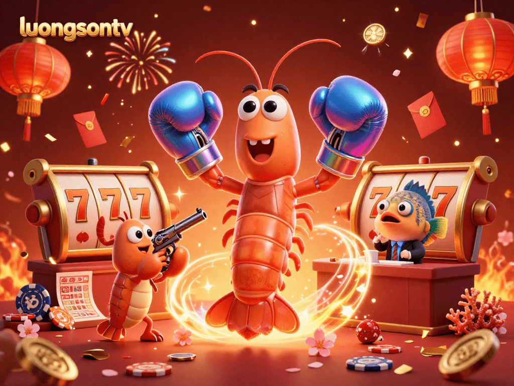 Experience the thrilling game atmosphere of luongsontv with vibrant characters and gaming elements.