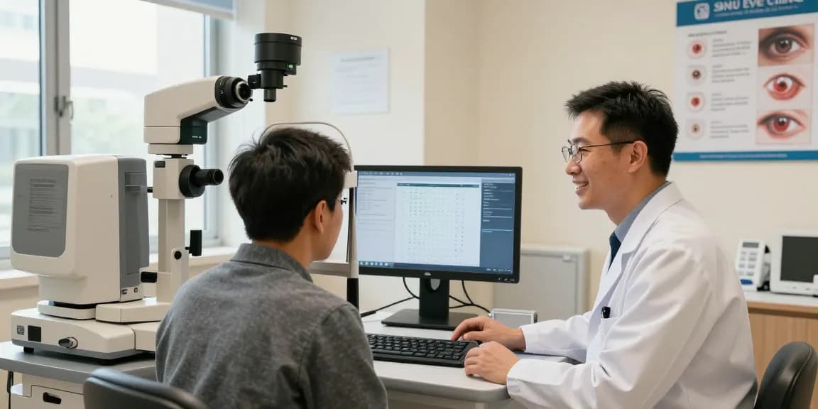 Eye examination at SNU Eye Clinic, showcasing advanced tests and patient care.