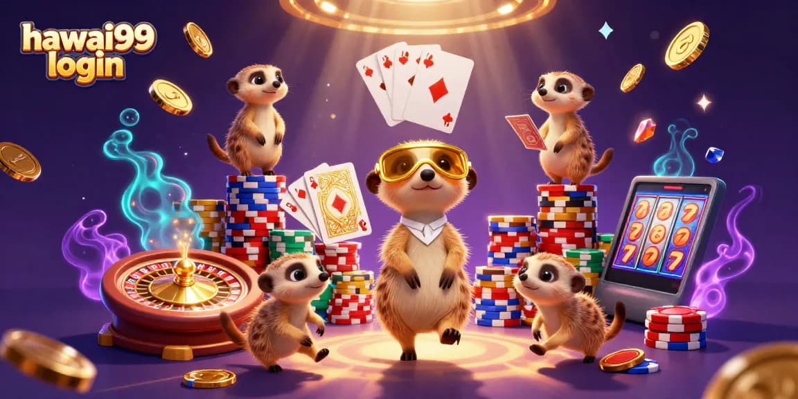 Experience the excitement of hawai99 login with charming meerkats in a vibrant casino scene