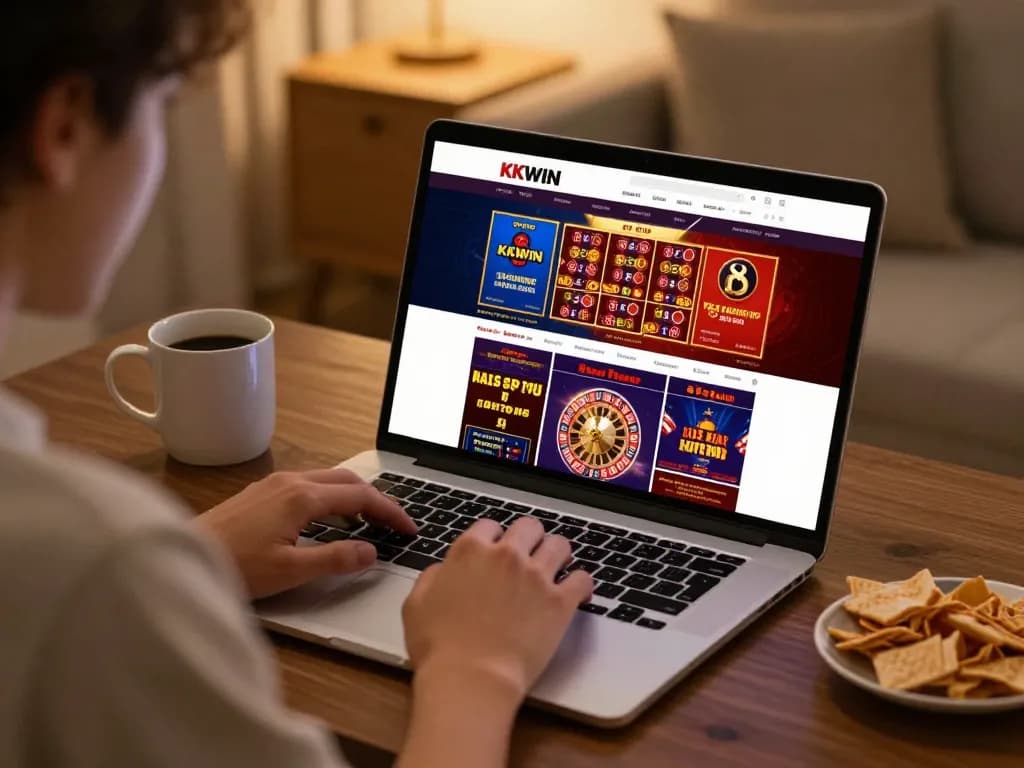 Engaging with KKWIN online casino at home while enjoying a cozy evening of gaming.