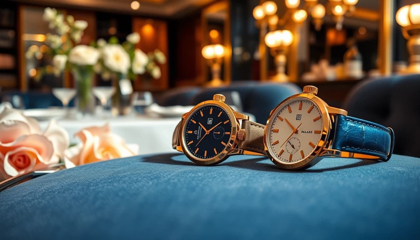 Showcase of luxury replica watches emphasizing detail and elegance on a velvet backdrop.