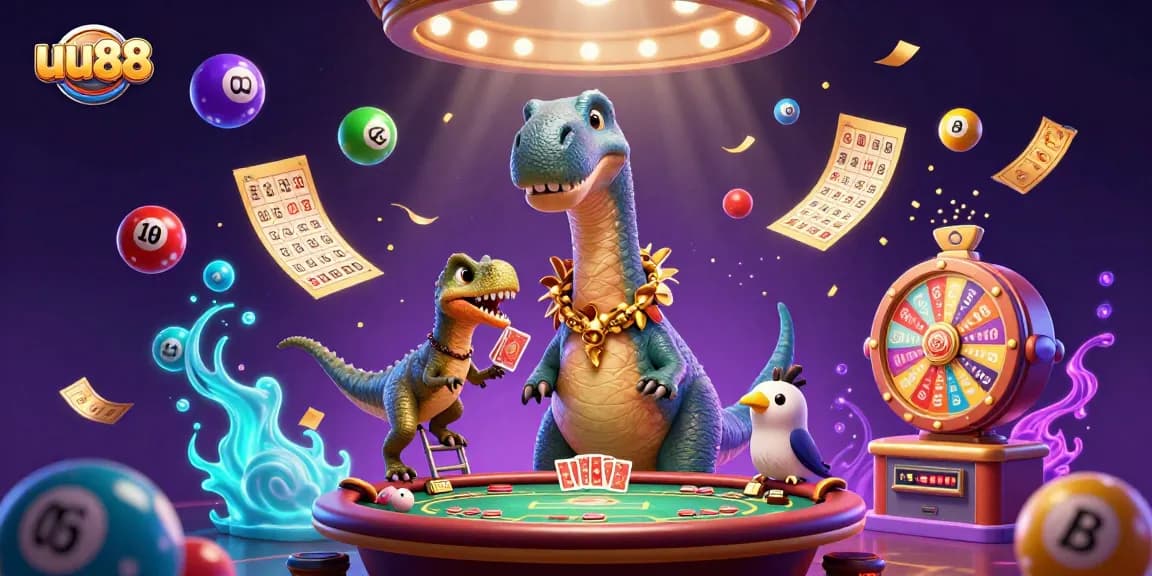 Experience thrilling games at uu88 in this vibrant, dynamic casino scene full of excitement and rich details.