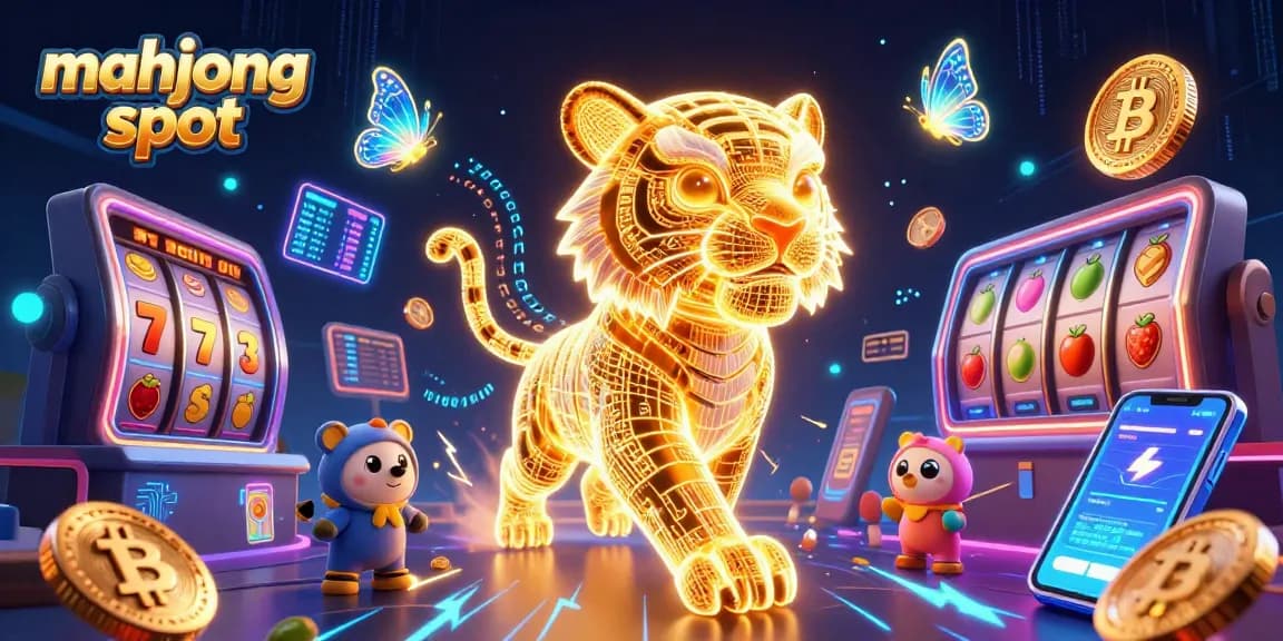 Experience the thrill of mahjong slot gaming with vibrant neon visuals and dynamic casino elements.