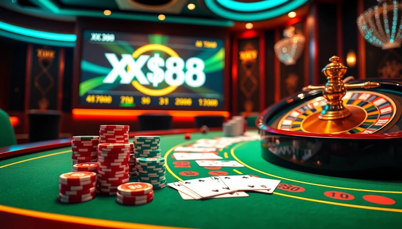 Experience the thrill of betting at the luxurious XX88 win online casino with vibrant games and tables.