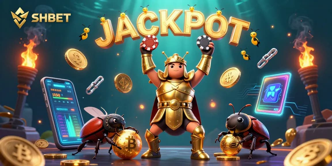 Join SHBET and level up your gaming as a winning hercules beetle triumphs in a vibrant casino scene.