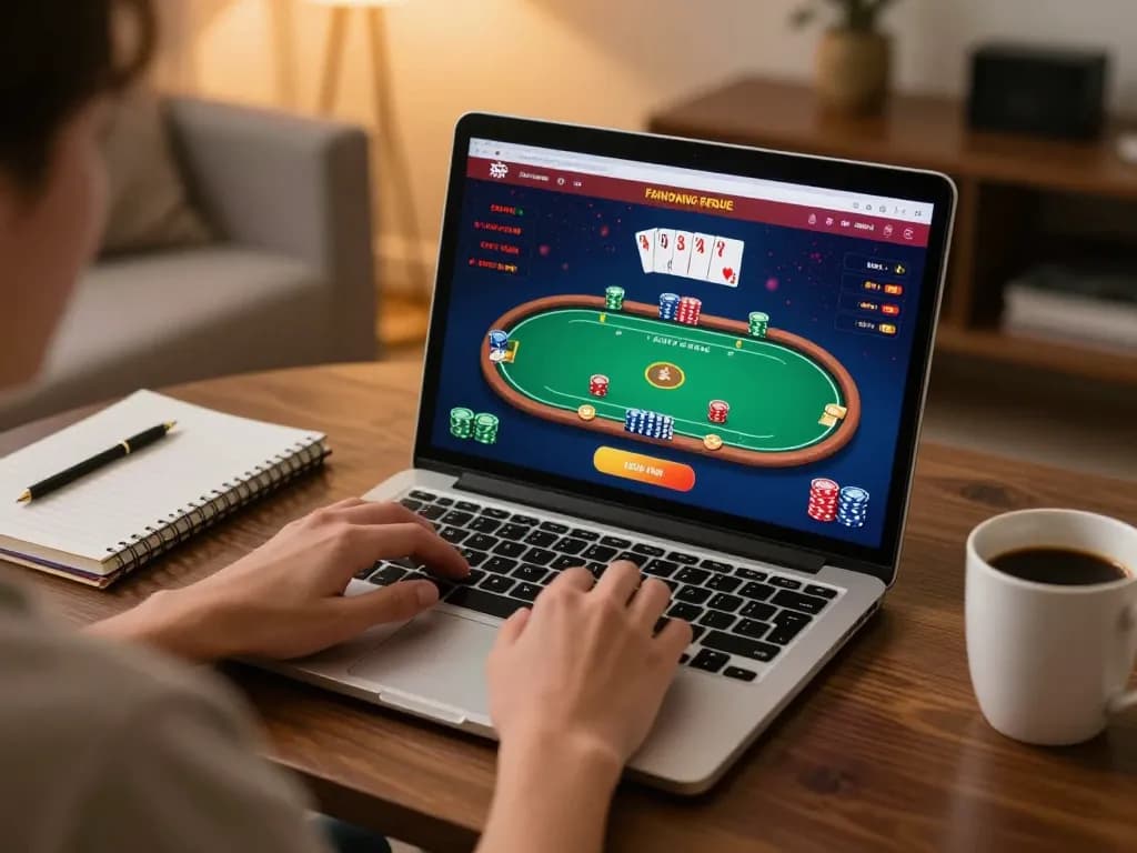 Engaging online casino poker at home with go8, highlighting strategic gameplay and comfortable setting.