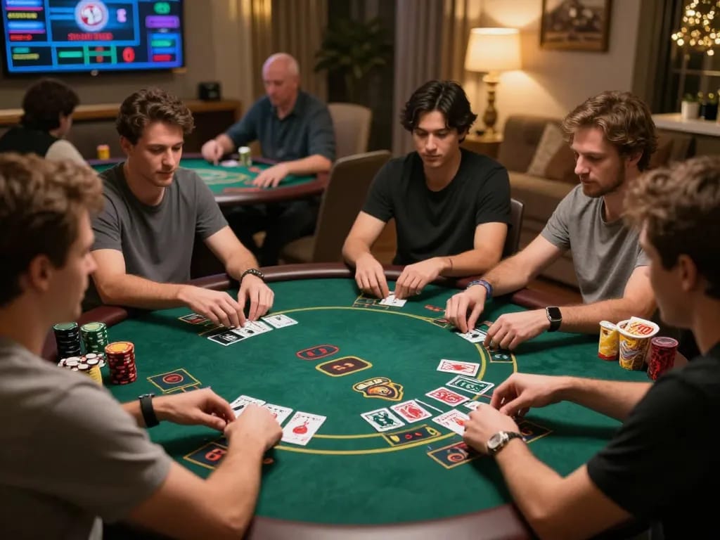 Players engage in a strategic blackjack game on the sun win online platform from a cozy home setting.