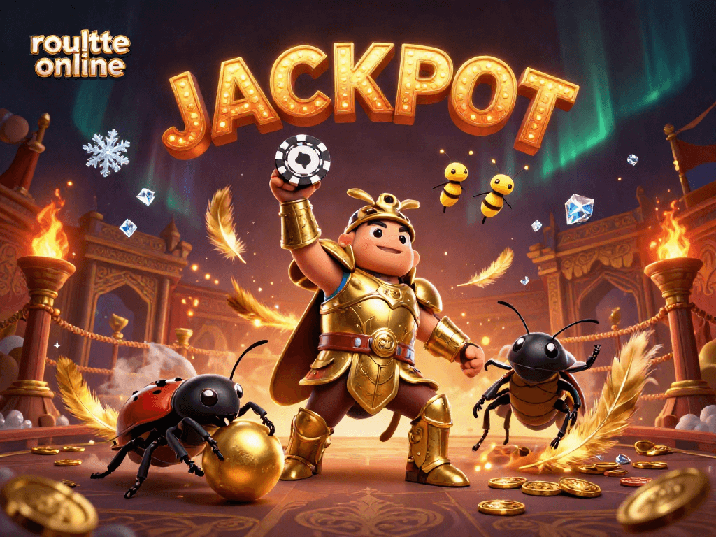 Engage in roulette online excitement with a heroic beetle battling for a jackpot in a mystical arena.