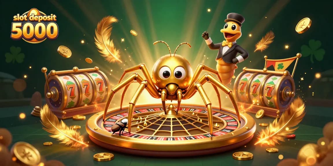 Spin and win with slot deposit 5000 in this vibrant casino-themed illustration featuring dynamic characters and rich details.