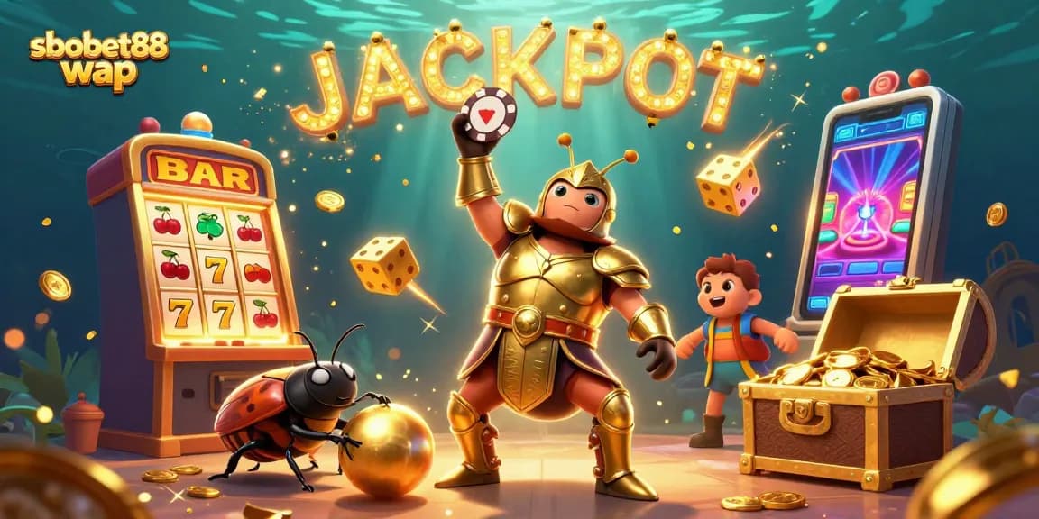 Experience sbobet88 wap thrilling action with our vibrant 3D digital illustration of a victorious beetle champion.