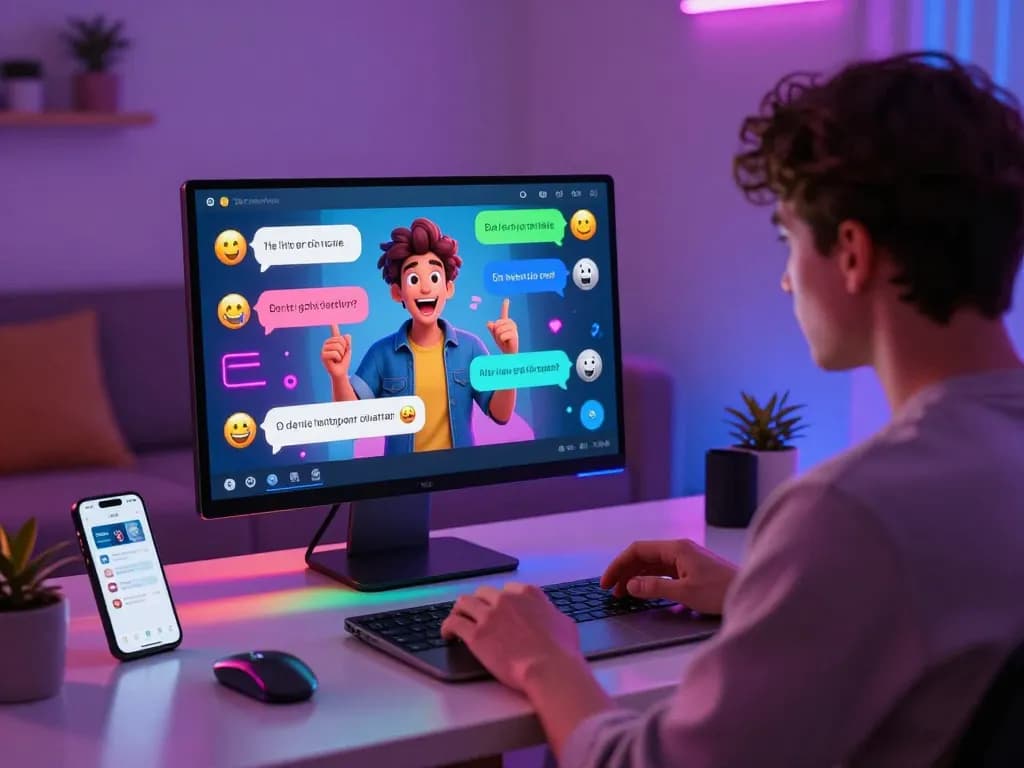 Engaging interaction with 18+ AI character in vibrant chat platform showcasing playful dialogue.