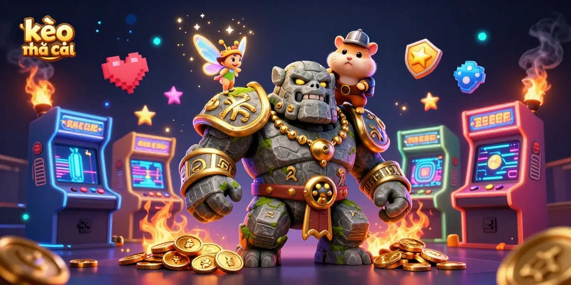 Experience the thrill of kèo nhà cái with lively characters in a vibrant casino scene.