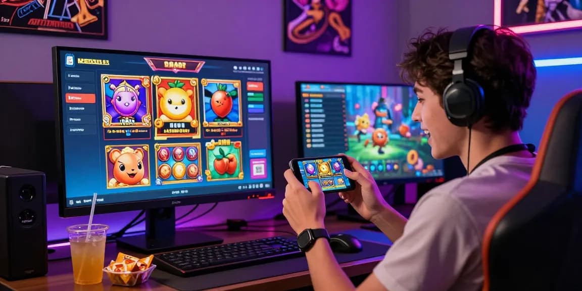Engaging gaming scene featuring a user playing slot7000 on a smartphone with colorful graphics and QRIS payment options.