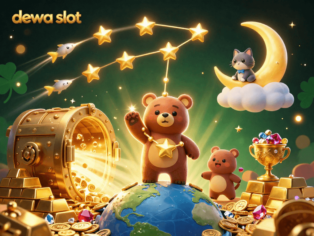 Memenangkan jackpot pada dewa slot adalah pengalaman yang menggembirakan, lihat konstelasi beruang berkilauan mengumpulkan koin.