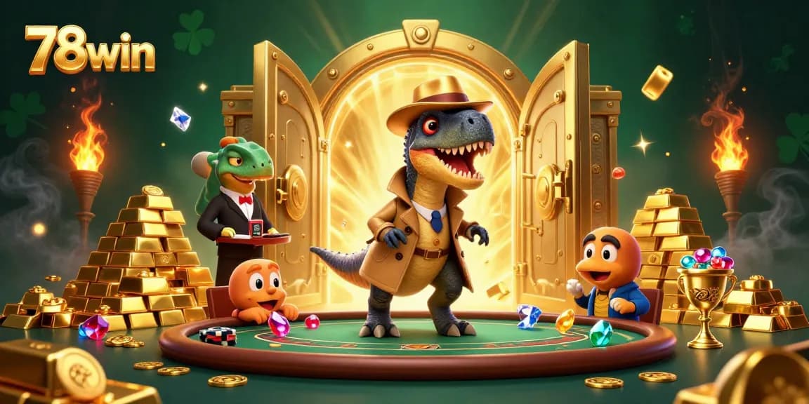 Experience thrilling gaming at 78win, featuring a velociraptor card counter in action.
