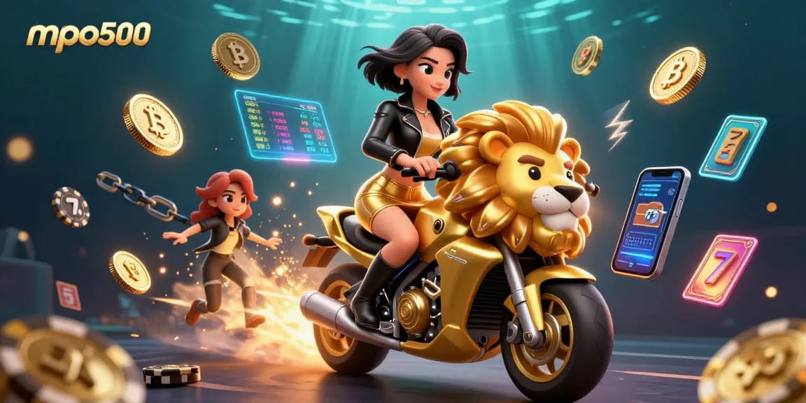 Experience the thrills of mpo500 with vibrant casino-themed 3D illustration showcasing slots.