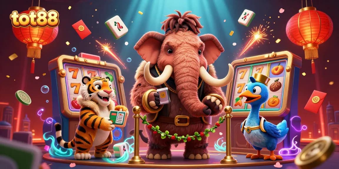 Experience thrilling casino action at tot88 with colorful slot reels and dynamic characters.