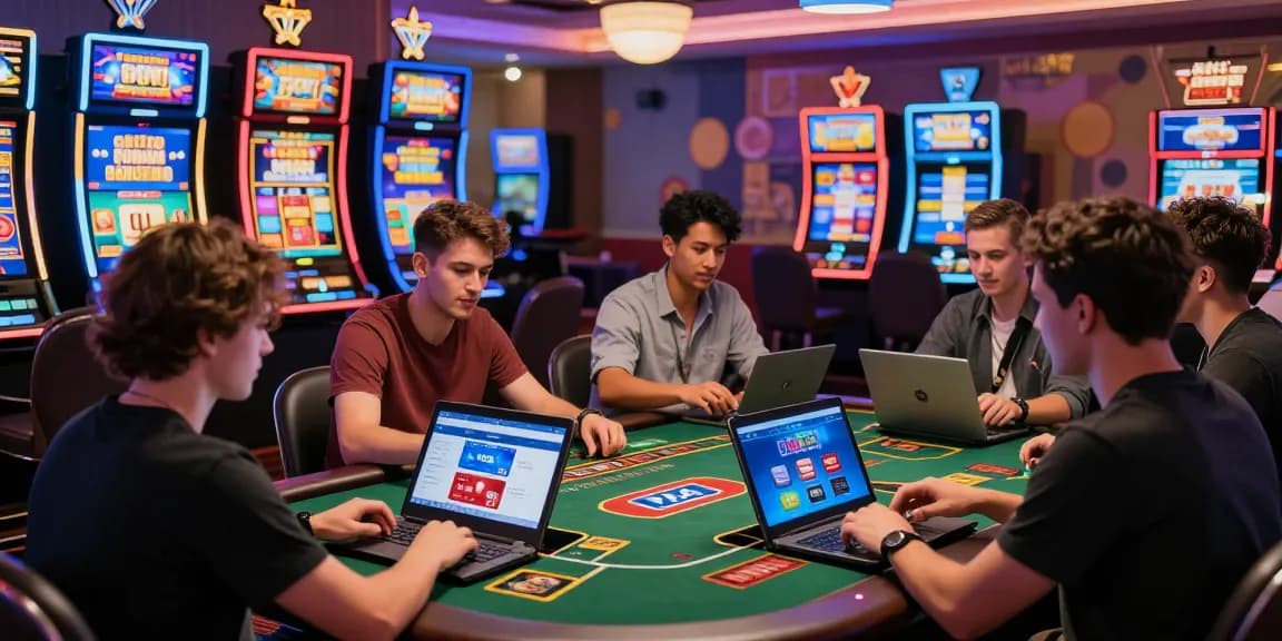 Players enjoying their favorite games at an online casino with credit card payment options, highlighting https://eviz.org.uk bonuses and vibrant atmosphere.