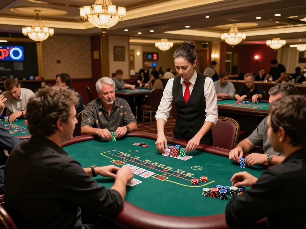 Players at open88.com enjoying an engaging blackjack game in a vibrant live casino atmosphere