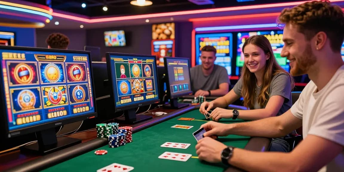 Engaging scene of players at credit card casinos UK enjoying diverse games and immersive experiences.