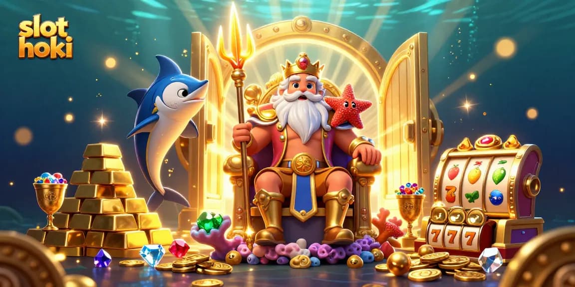 Experience the exhilarating thrill of slot hoki with Neptune and treasures in this vibrant casino scene.