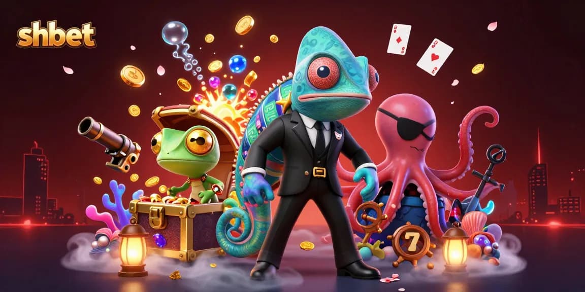 Experience thrilling gameplay with shbet's vibrant casino atmosphere, featuring colorful chameleon and gadgets.