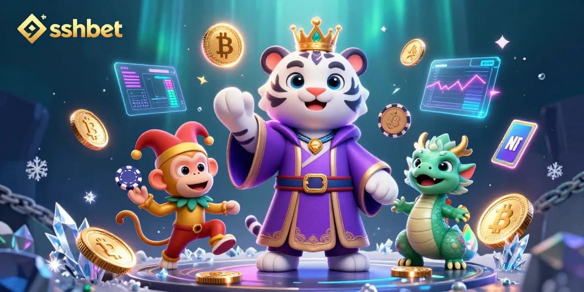 Experience thrilling wins with sshbet, featuring a majestic white tiger and a joyous monkey amidst vibrant casino elements.