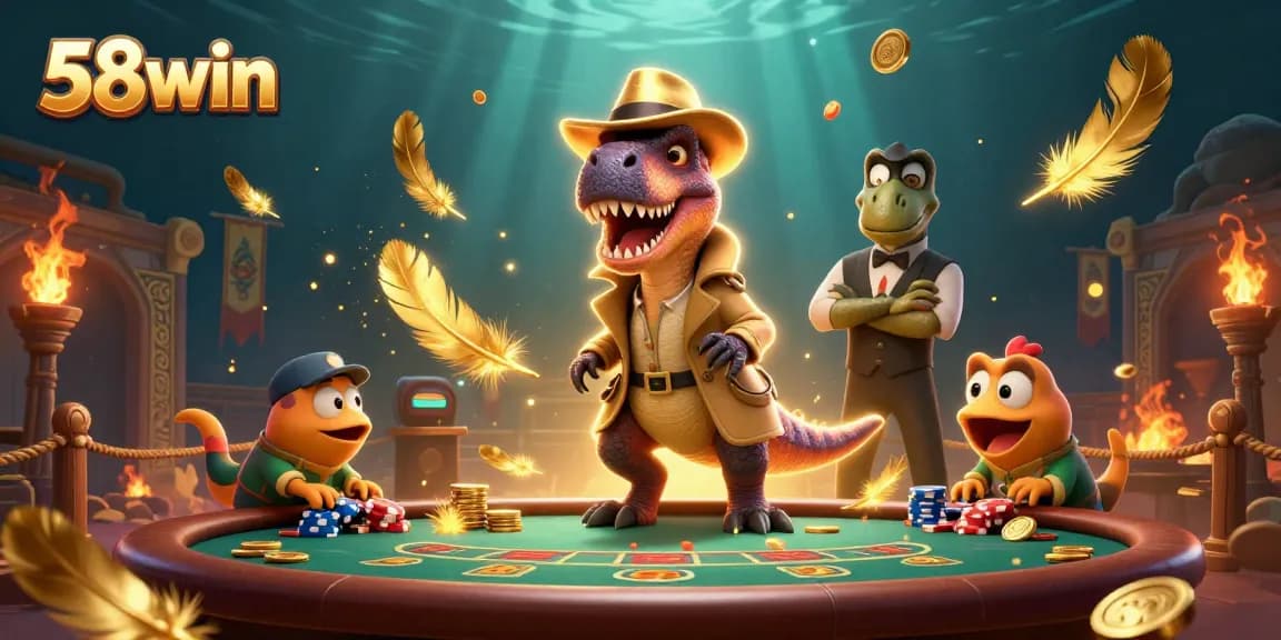 Experience thrilling gaming at 58win with a velociraptor and stegosaurus at blackjack
