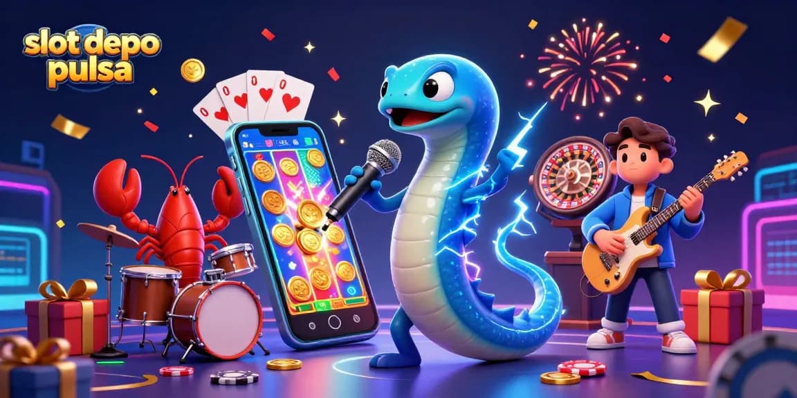 Menangkan jackpot dengan slot depo pulsa menggunakan smartphone dalam suasana kasino bawah laut.