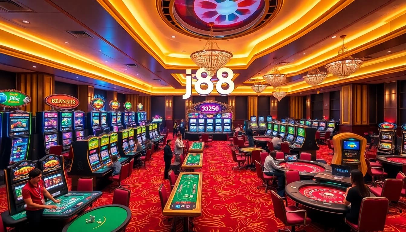 Engaged players enjoy a thrilling experience at j88 casino tables with vibrant games and exciting atmosphere.