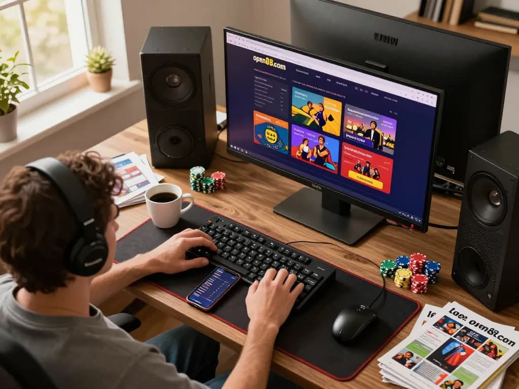 Engaging home online gaming setup with casino action from open88.com.