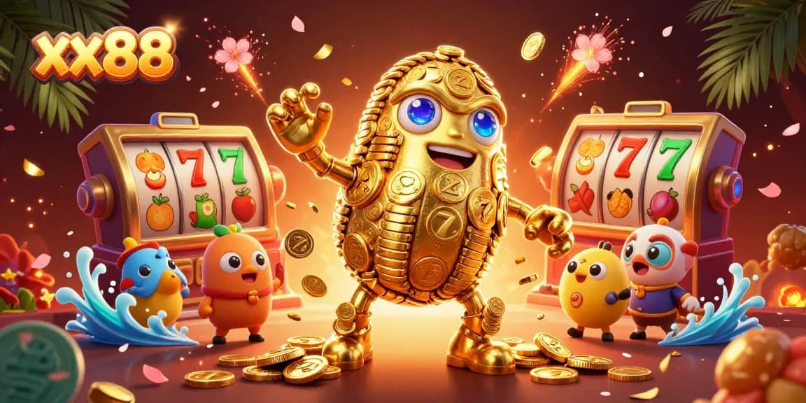 Engage with xx88's exciting slot features showcased in a vibrant 3D illustration.