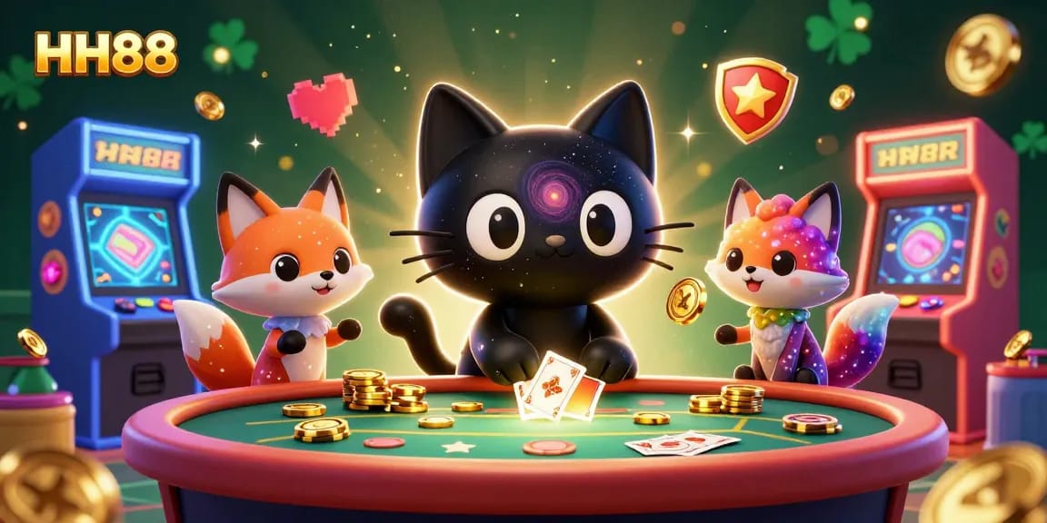 Experience exciting gameplay at HH88 with cosmic characters and casino elements, showcasing vibrant designs and action.