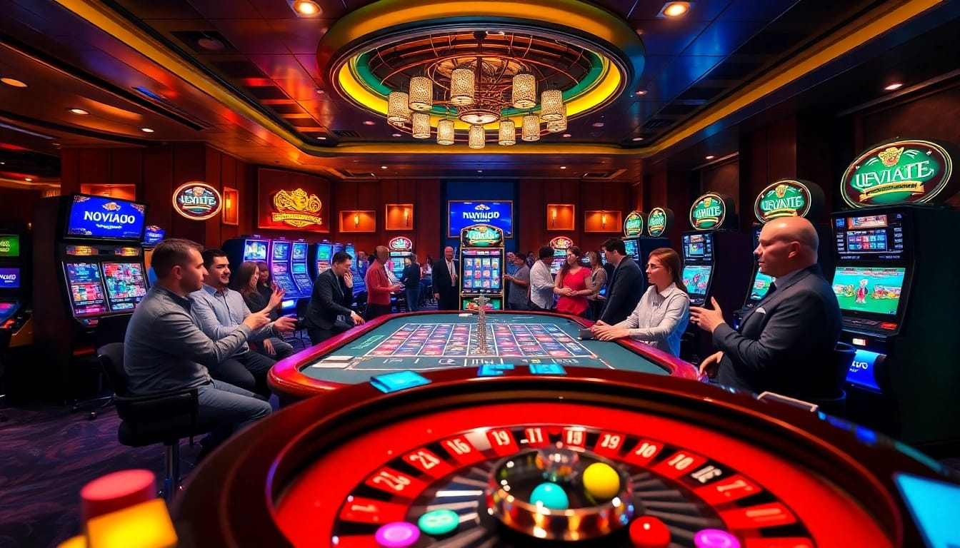 Nohu90 nohu52 players enjoying an exciting casino atmosphere with vibrant games and betting elements.