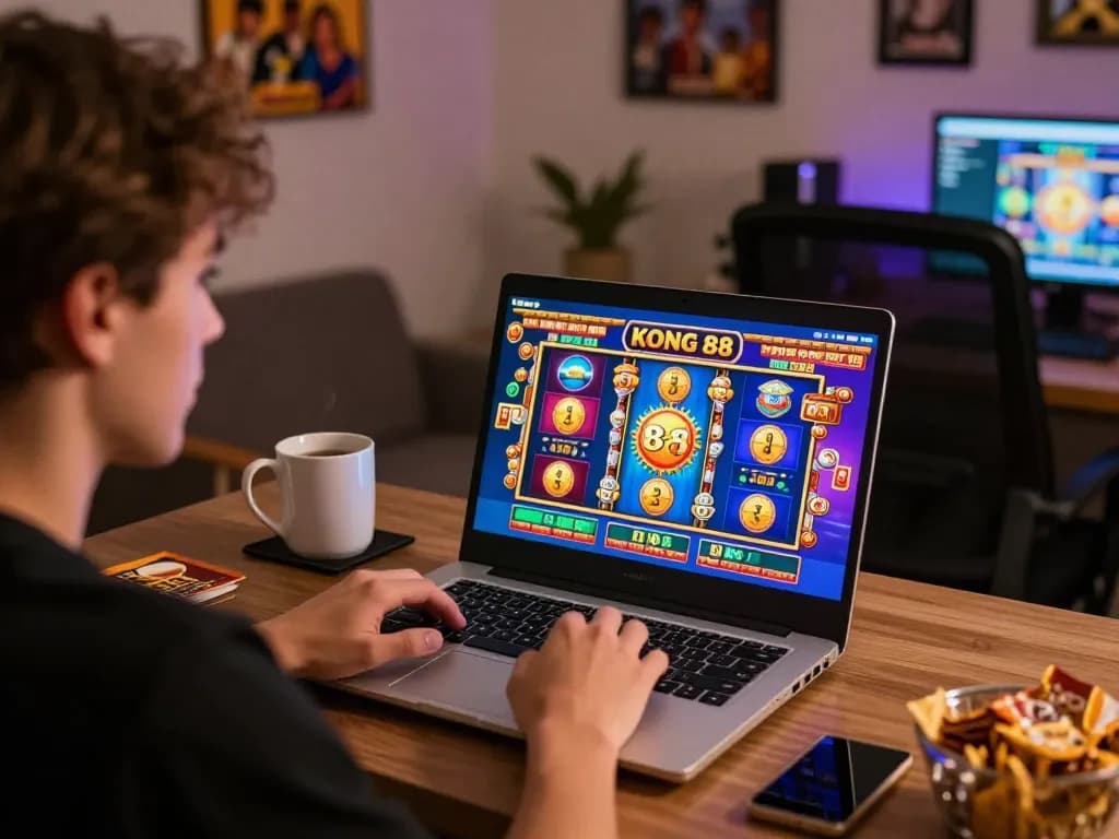 KONG 88 online gaming scene with a player engaged in dynamic slot gameplay.