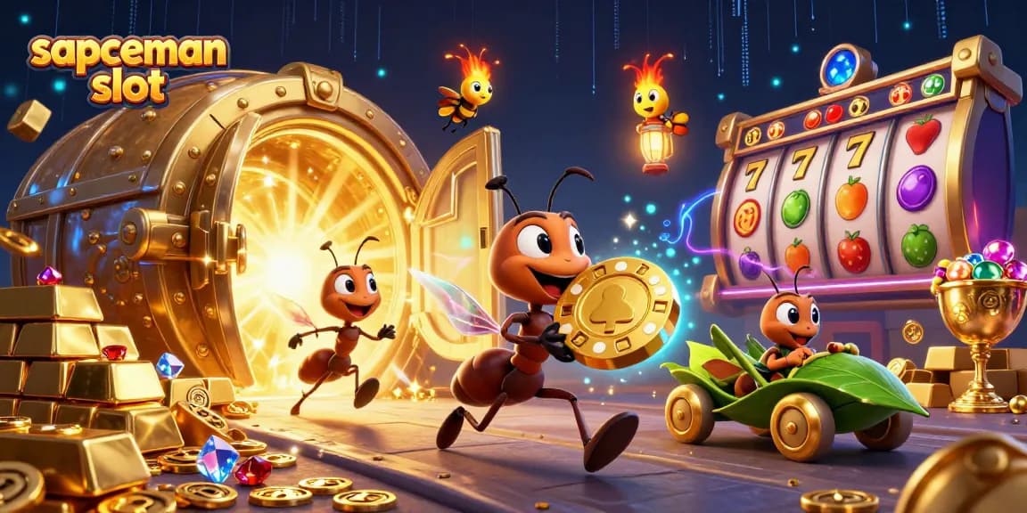 Spark excitement with sapceman slot, capturing a heist scene with dynamic characters and golden treasures.