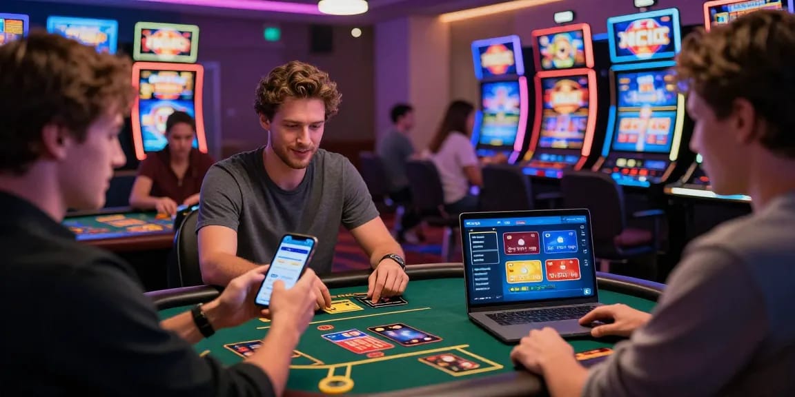 Players enjoying credit card casinos UK with vibrant games and multiple payment options visible.