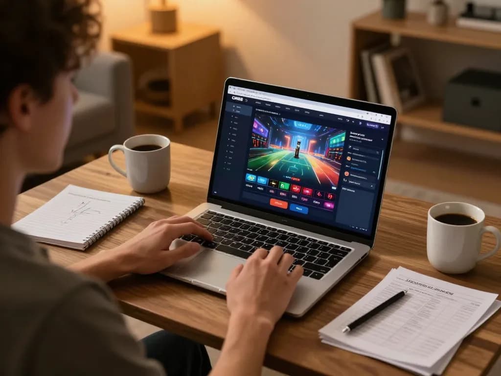 Playing games on CM88 com platform, showcasing strategic gameplay at home in a cozy environment.