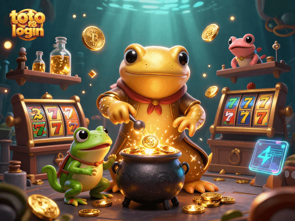 Play exciting slots at toto 88 login with golden alchemist and crypto elements in vibrant 3D