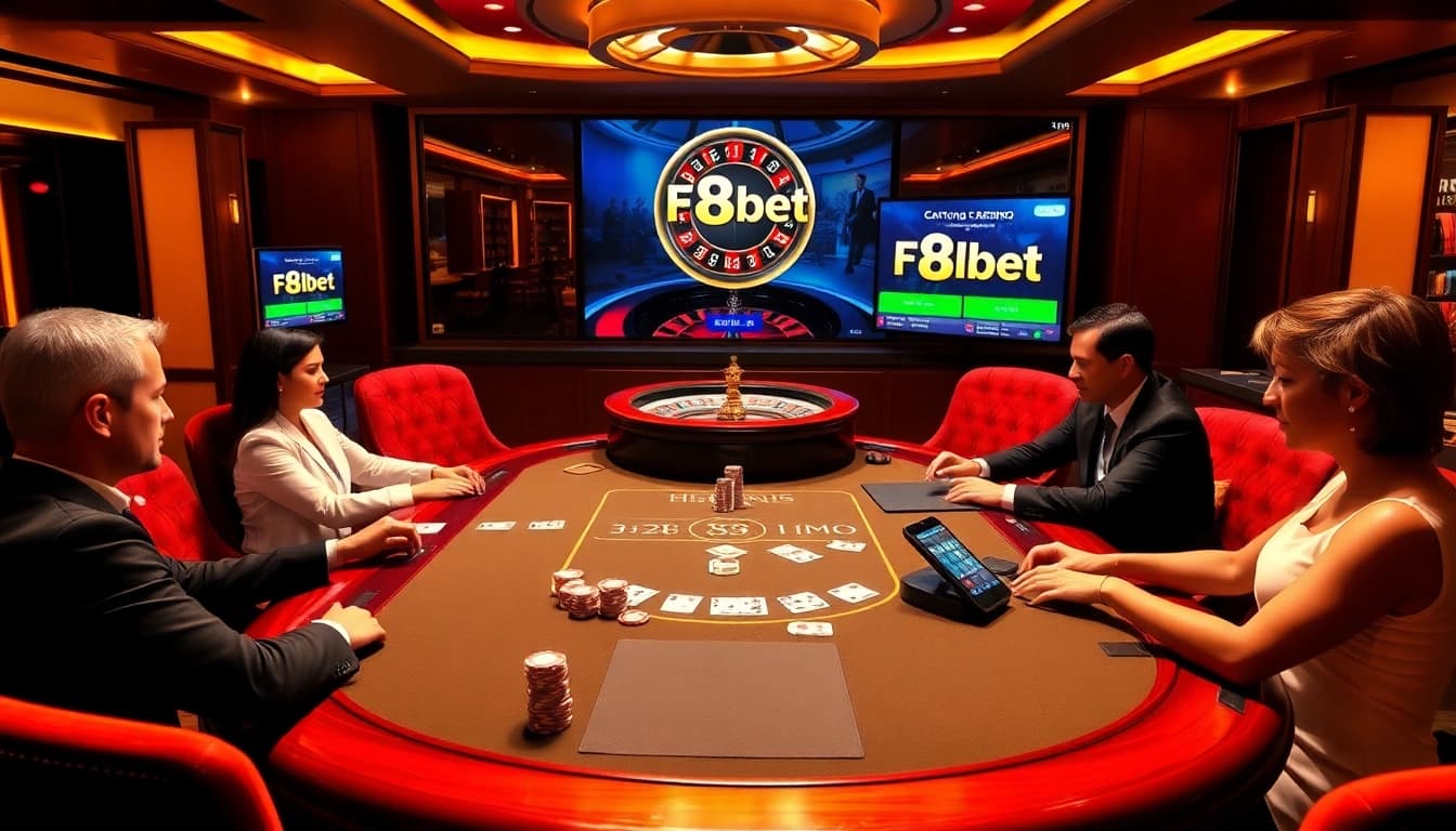 Experience high-stakes poker action at https://f8bet.me.uk/ with vibrant casino atmosphere and luxurious details.