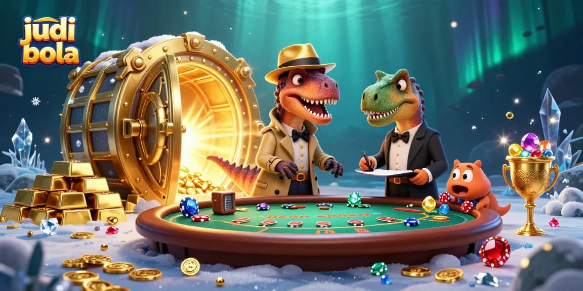 Experience judi bola excitement at a blackjack table with unique dinosaur-themed characters.