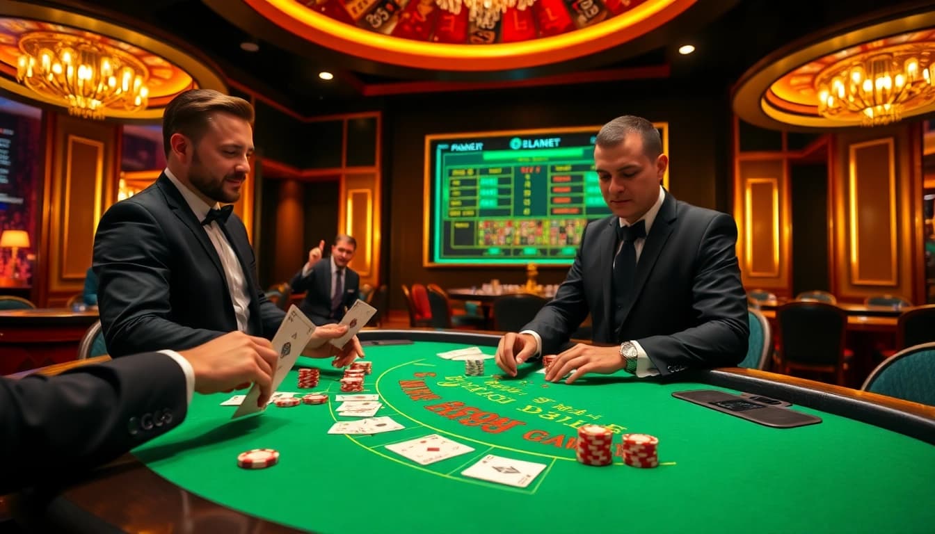 Experience the excitement of เล่นแบล็คแจ็ค Evolution Gaming at a luxurious casino setting.