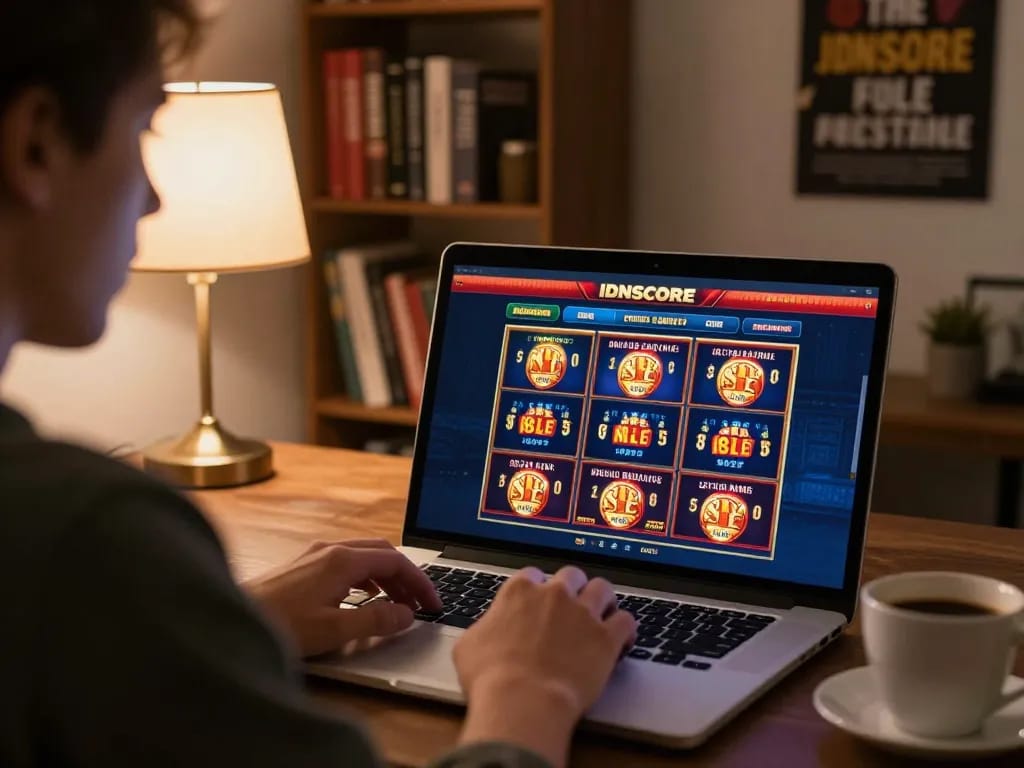 IDNSCORE online gaming session showcasing player engaged in strategic bet placements during live casino game.