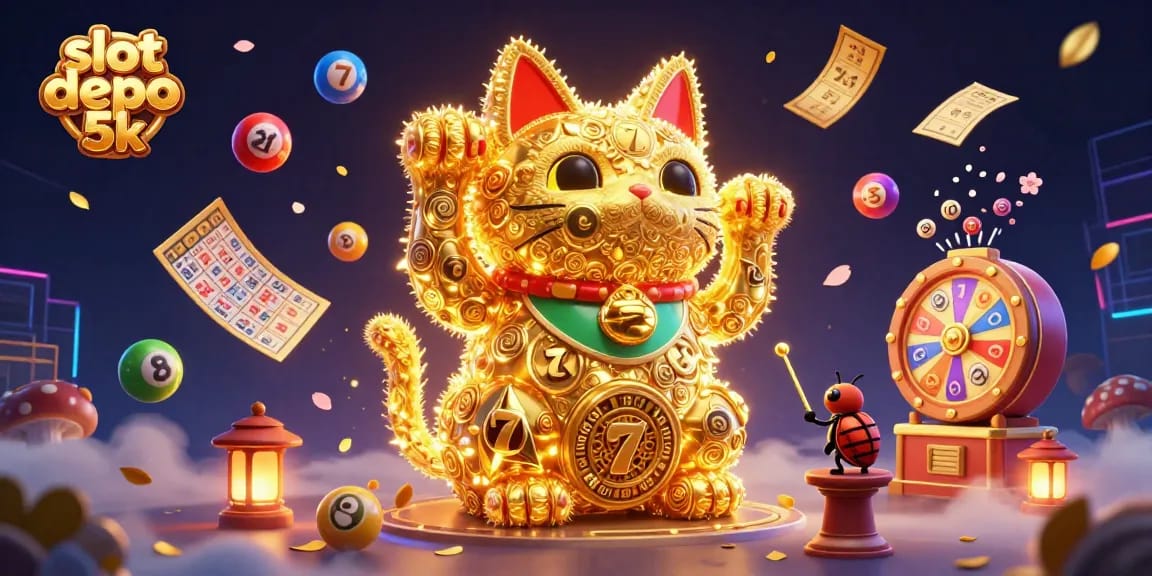 Experience the excitement of slot depo 5k with animated casino characters under vibrant lights.