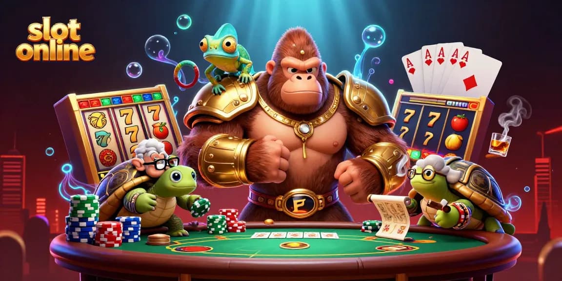Menang besar dengan slot online yang menampilkan karakter gorila berarmor dan kejutan jackpot.