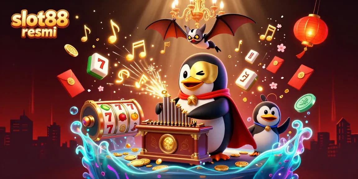 Play exciting slots on slot88 resmi with a vibrant 3D illustration showcasing epic gaming moments.